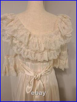 Vtg Gunne Sax Romantic Renaissance Bridal Collection Ivory Satin & Lace Dress 9