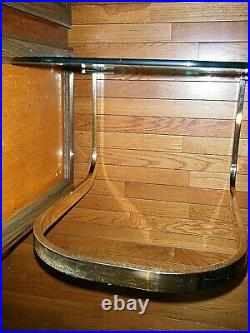 Vtg MCM Modern 1970s Milo Baughman Dia Side Nesting Table Glass Brass Regency