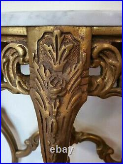 Vtg Marble Top Giltwood French Style Entryway Demilune Console Table LA Area