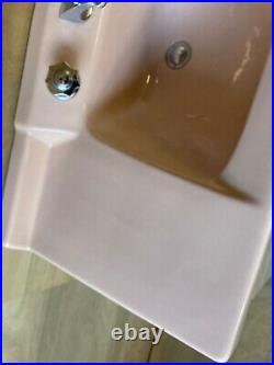 Vtg Mid Century Ceramic Pink Porcelain Vanity Bath Sink Retro 648-20E
