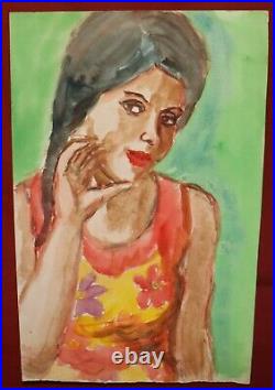 Watercolor painting women portrait