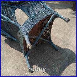 Wicker Porch Chair Vintage High Back Arm Rests