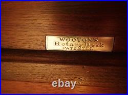 Wooton Walnut Standard Grade Double Pier Rotary Patent Cylinder Desk #7742